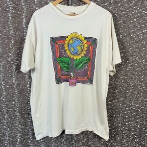 Vtg 90's Reduce Reuse‎ Recycle Graphic Print Human-i-Tees Single Stitch Shirt XL
